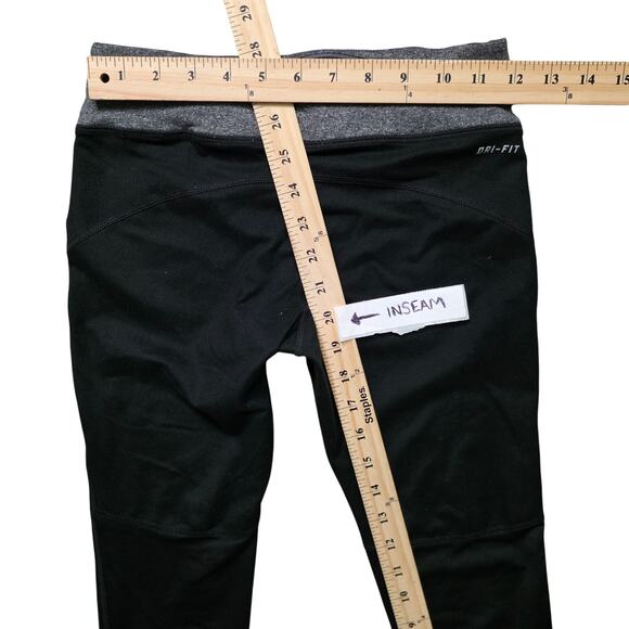 Nike Dri-FIT Leggings Women XS Black Gray Heather Stretch Training - Picture 6 of 8